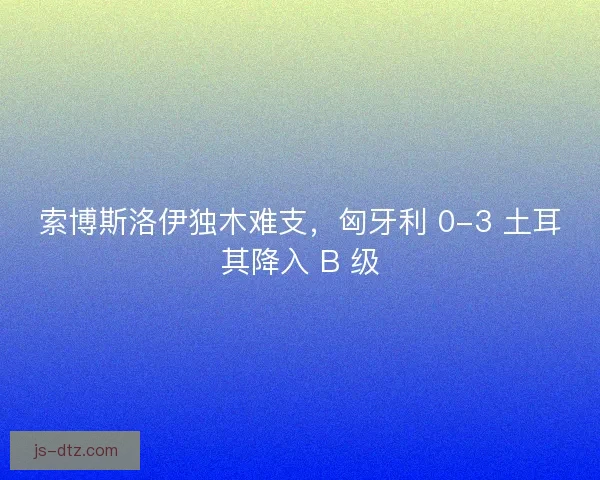 索博斯洛伊独木难支，匈牙利 0-3 土耳其降入 B 级